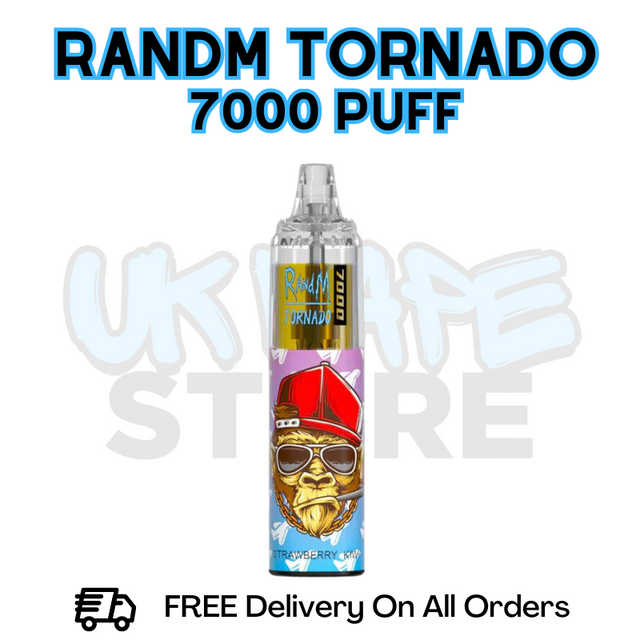 Buy Online Strawberry Kiwi RandM Tornado 7K 7000 Puff Vape - £5.99