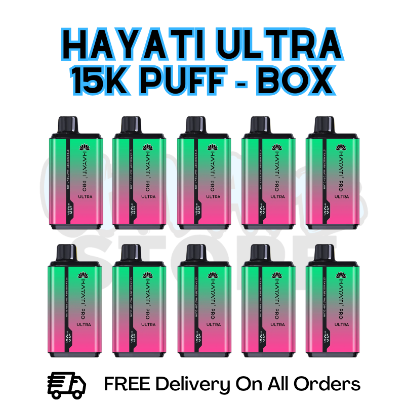Buy Online Strawberry Watermelon Hayati Pro Ultra 15K Puffs Box Of 10 - £85.99