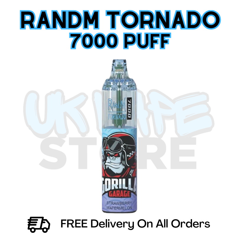 Buy Online Strawberry Watermelon RandM Tornado 7K 7000 Puff Vape - £5.99