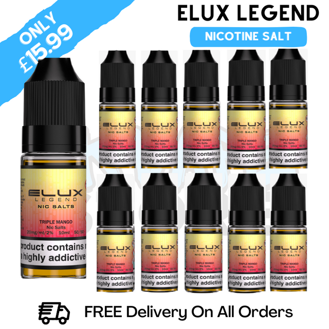 Triple Mango Elux Legend Nicotine Salt Pack Of 10 UK Vape Store Triple Mango Elux Legend Nicotine Salt Pack Of 10 UK Vape Store