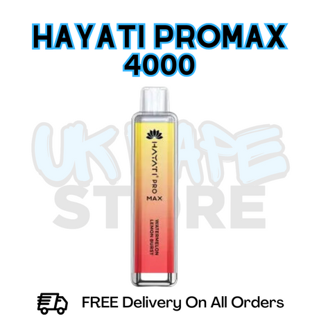 Buy Online Watermelon Lemon Burst Hayati Pro Max 4000Puffs 4K Disposable - Only £7.99