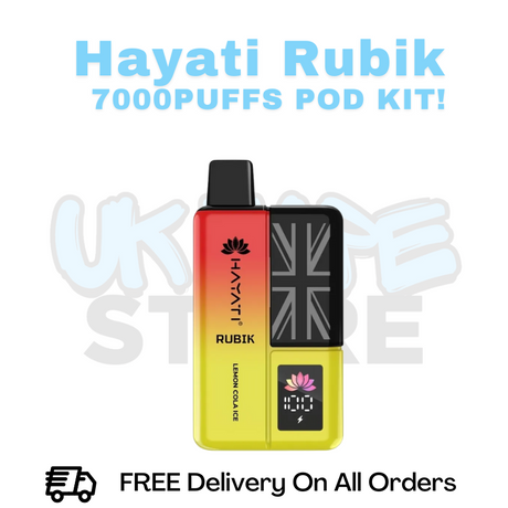 Buy Online Lemon Cola Ice Hayati Rubik 7000 7K Puff Pod Kit - £6.99